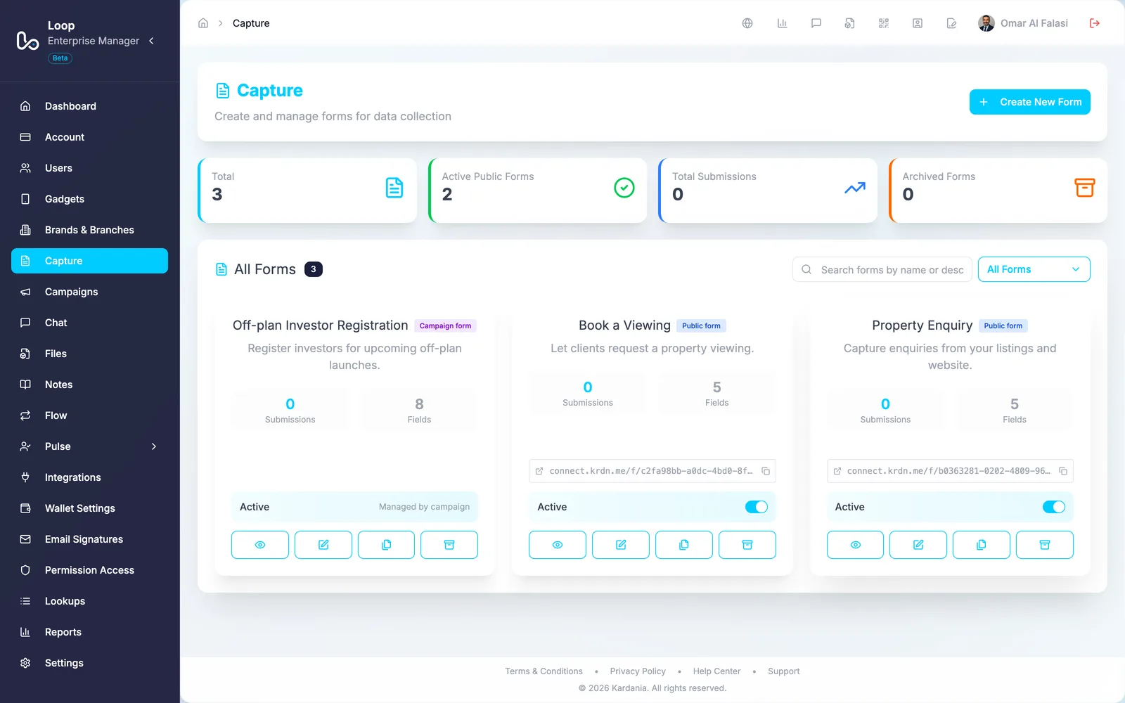 Loop capture forms